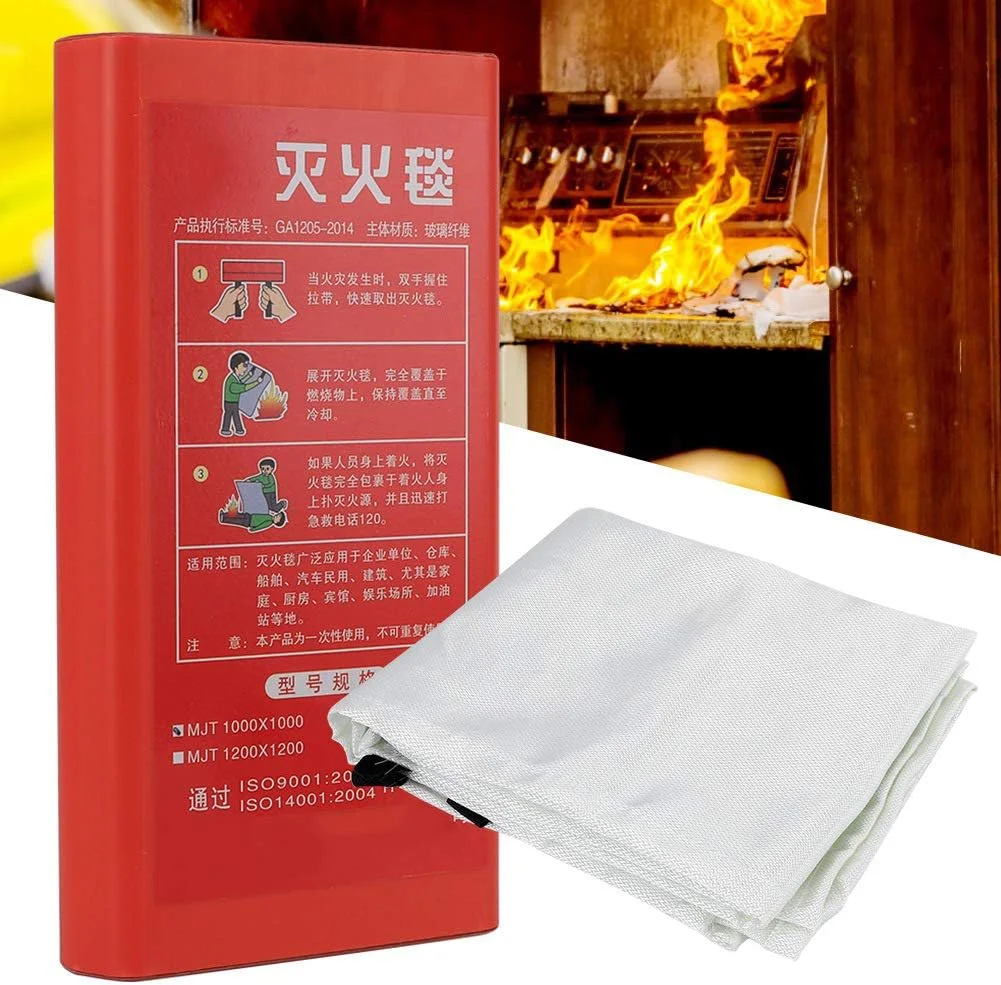 پتو آتش نشانی Junlucki، پوشش ایمنی 1mx1m پناهگاه آتش، اضطراری برای آشپزخانه کمپینگ