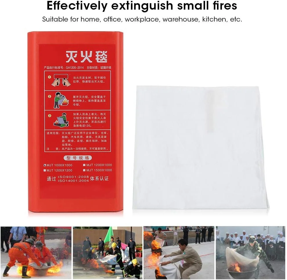 پتو آتش نشانی Junlucki، پوشش ایمنی 1mx1m پناهگاه آتش، اضطراری برای آشپزخانه کمپینگ