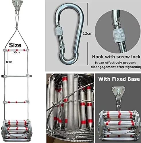 نردبان فرار از آتش، نردبان های فرار از آتش، نردبان طنابی نجات اضطراری، نردبان های طنابی سنگین و چند منظوره با قلاب / 10 متر (5 متر)