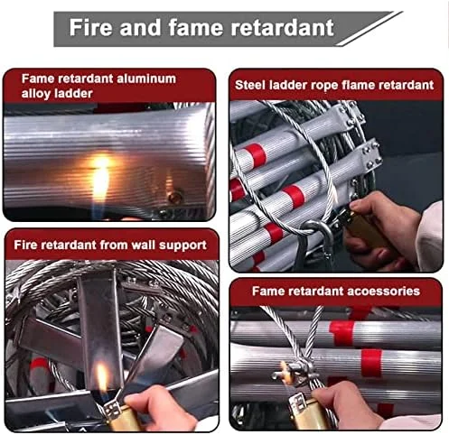 نردبان فرار از آتش، نردبان های فرار از آتش، نردبان طنابی نجات اضطراری، نردبان های طنابی سنگین و چند منظوره با قلاب / 10 متر (5 متر)