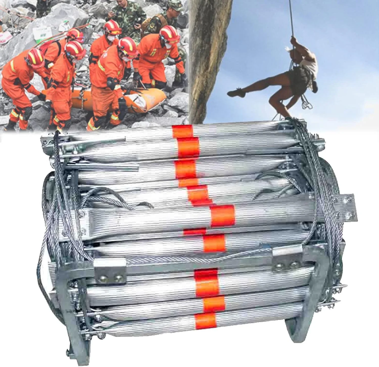 نردبان فرار اضطراری از آتش، نردبان طنابی ایمنی پنجره برای کودکان و بزرگسالان 3/4/6 طبقه، ظرفیت وزنی تا 420 کیلوگرم برای استقرار سریع در آتش سوزی، با قلاب های فرار، 26 فوت/8 متر