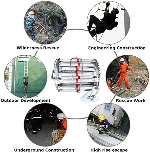 نردبان فرار از آتش، نردبان های فرار از آتش، نردبان طنابی نجات اضطراری، نردبان های طنابی سنگین و چند منظوره با قلاب / 10 متر (5 متر)