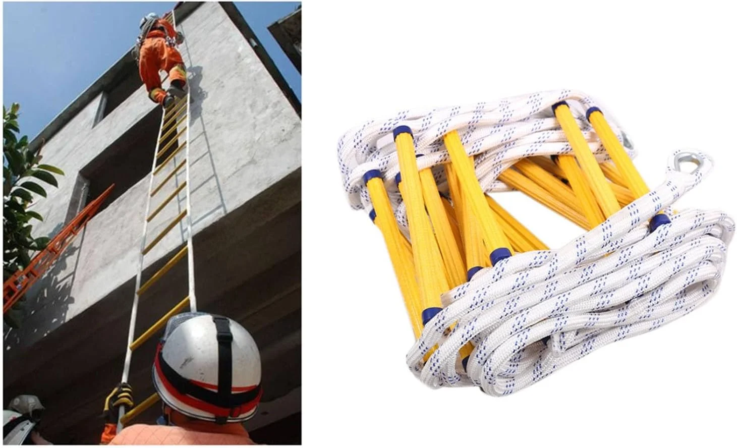 نردبان طنابی، نردبان ایمنی، نردبان فرار اضطراری آتش نشانی، نردبان های فرار طنابی برای بزرگسالان و کودکان، تخلیه آسان، 15 متر (66 فوت/20 متر)