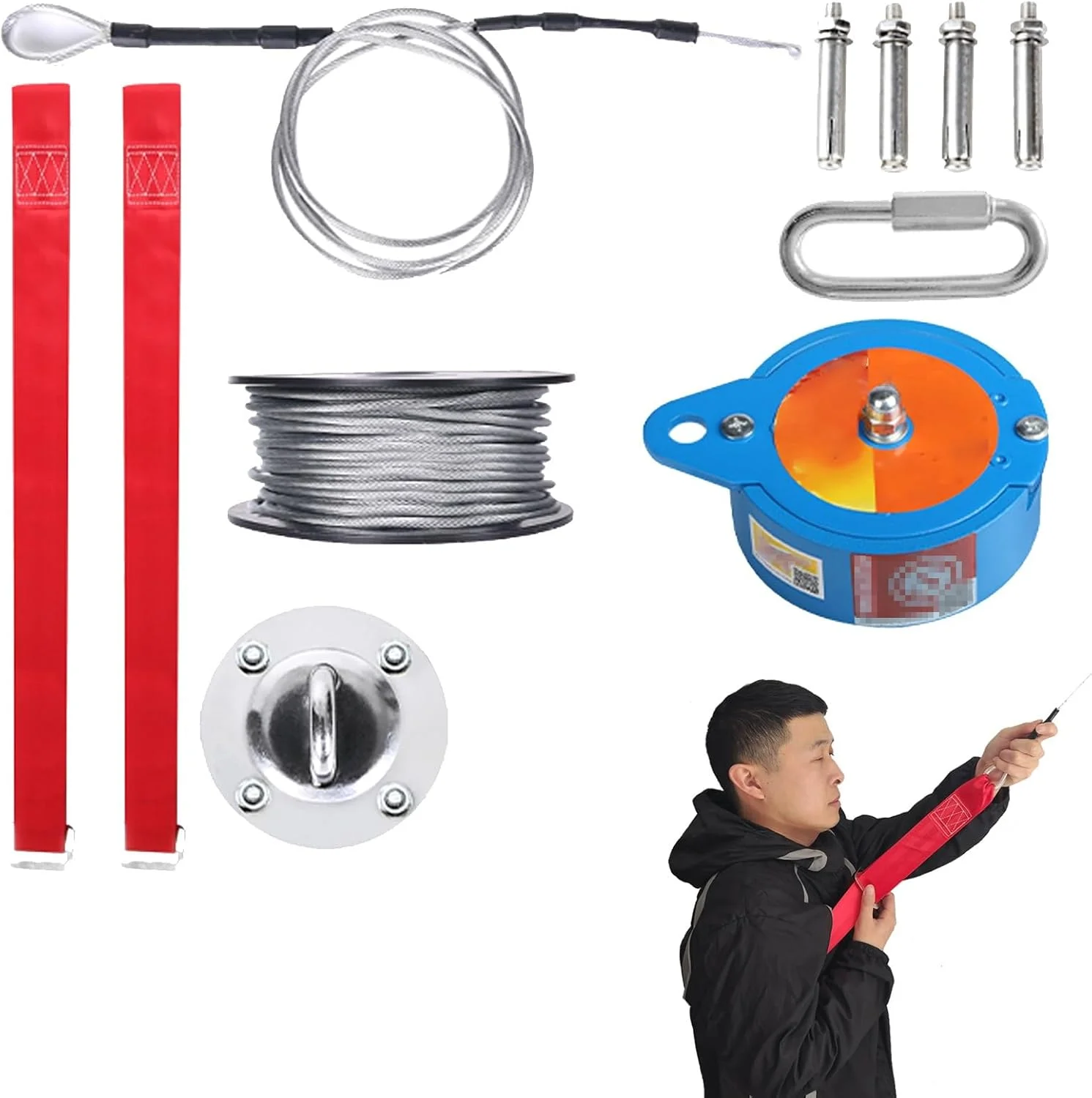 دستگاه فرود فرار از آتش، کاهنده فرار اضطراری خانگی، طناب نجات ایمنی رفت و برگشتی، طناب اضطراری ساختمان بلند با بار 100 کیلوگرم، برای مواقع اضطراری در فضای باز، ساخت و ساز در ارتفاعات بالا (35 متر / 115 فوت)