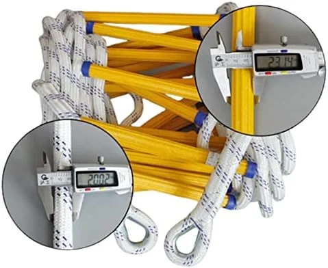 نردبان طنابی مقاوم در برابر آتش سوزی برای فرار اضطراری با قلاب، نردبان نجات آتش نشانی 2 تا 6 طبقه / 20 متر / 65.6 فوت (12 متر / 39 فوت)