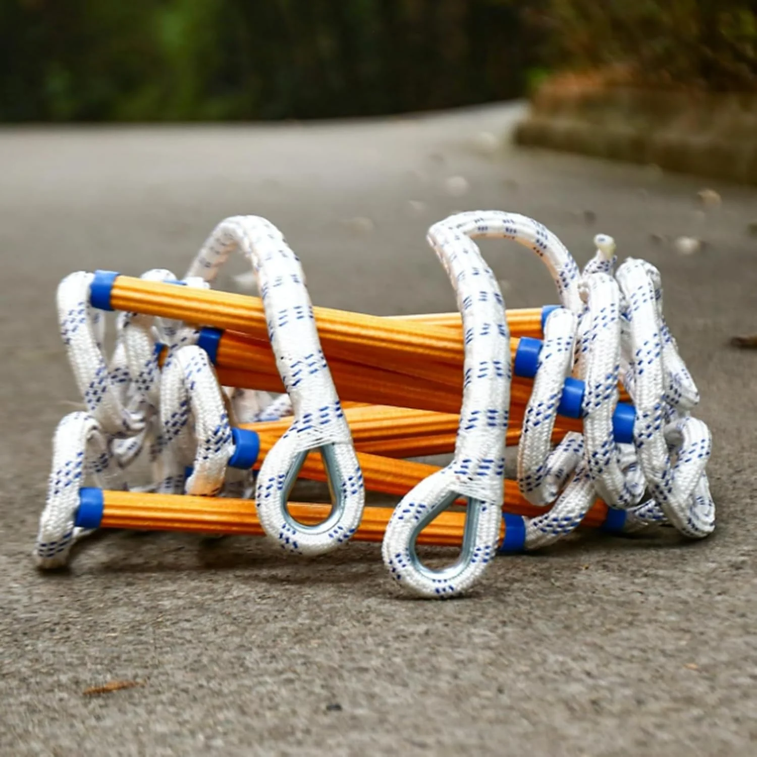 نردبان فرار از آتش، نردبان طنابی، نردبان فرار اضطراری از آتش 4 متری، نردبان طنابی ایمنی مقاوم در برابر شعله با قلاب، استقرار سریع، محکم و قوی، قابل حمل (5 متری)