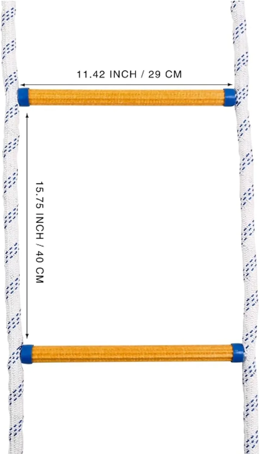 نردبان فرار از آتش، نردبان طنابی، نردبان فرار اضطراری از آتش 4 متری، نردبان طنابی ایمنی مقاوم در برابر شعله با قلاب، استقرار سریع، محکم و قوی، قابل حمل (5 متری)