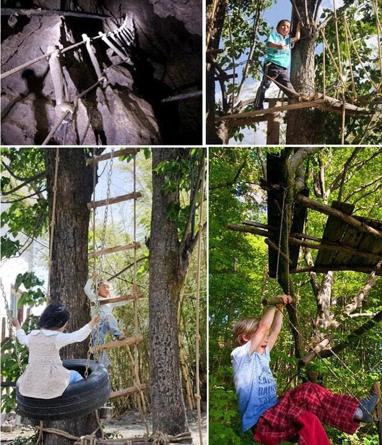 نردبان طنابی فرار از آتش سوزی، نردبان ایمنی مقاوم در برابر شعله، فرار اضطراری از آتش سوزی با قلاب کارابین، فرار از پنجره و بالکن / 15 متر / 49 فوت (25 متر 82 فوت)