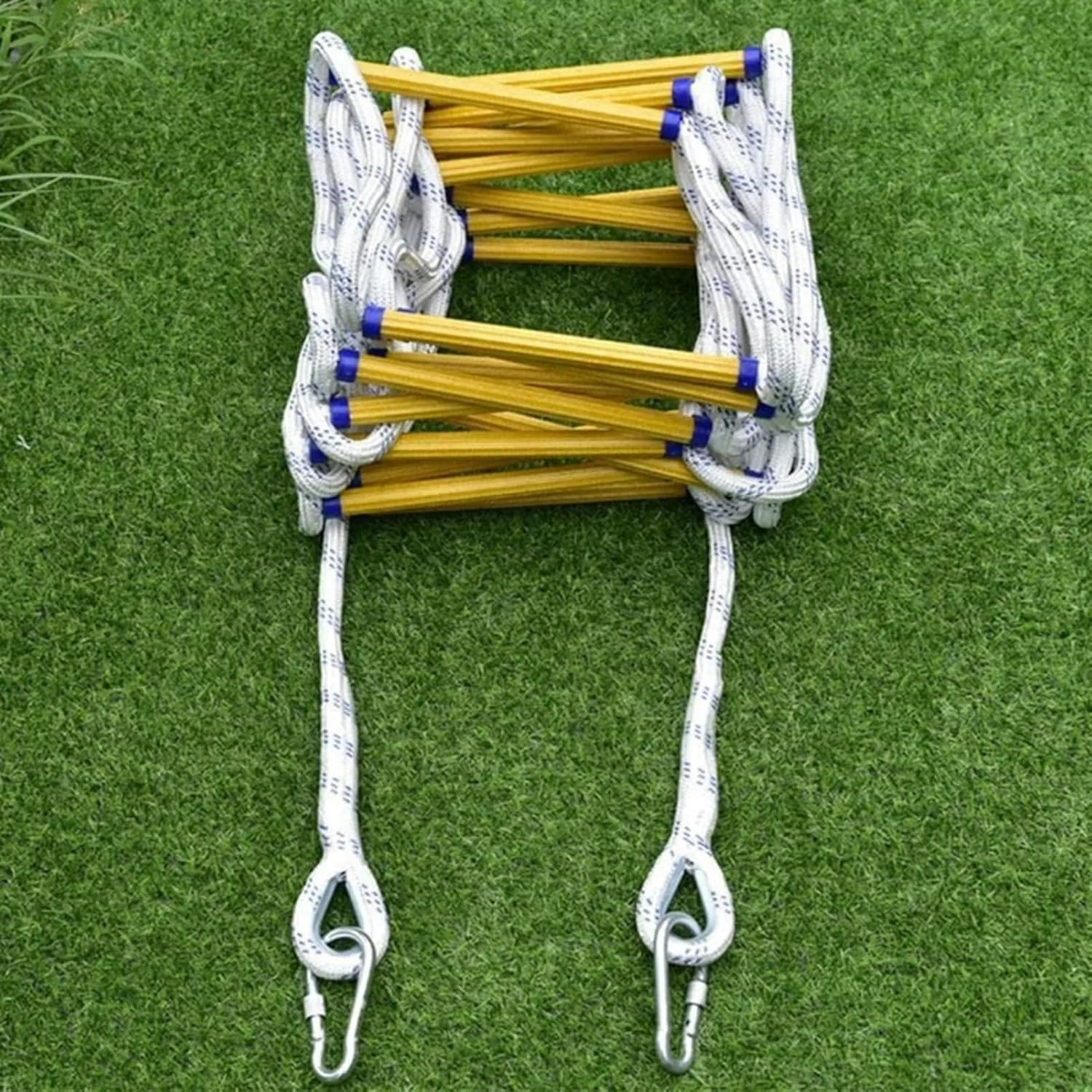 نردبان فرار از آتش، نردبان طنابی، نردبان فرار اضطراری از آتش 4 متری، نردبان طنابی ایمنی مقاوم در برابر شعله با قلاب، استقرار سریع، محکم و قوی، قابل حمل (5 متری)