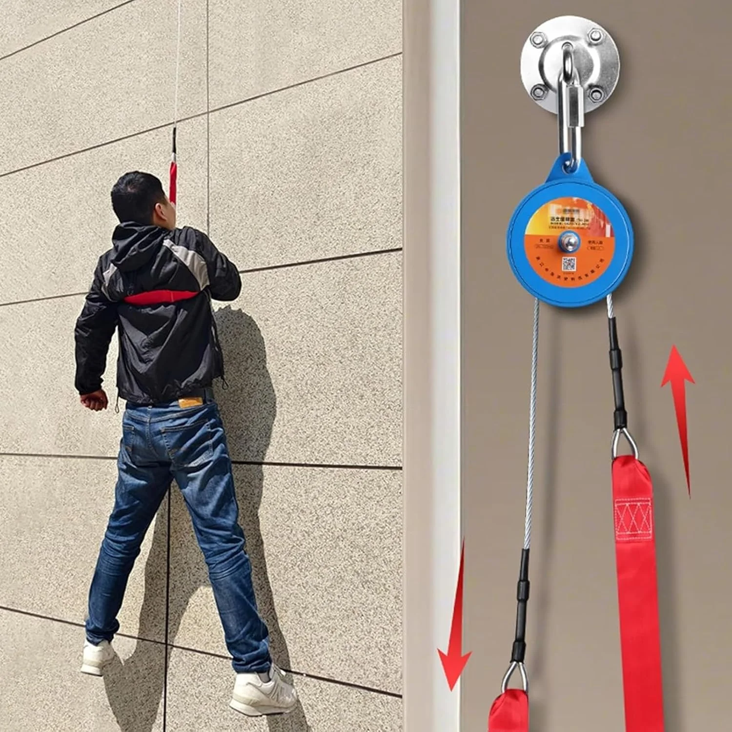 دستگاه فرود فرار از آتش، کاهنده فرار اضطراری خانگی، طناب نجات ایمنی رفت و برگشتی، طناب اضطراری ساختمان بلند با بار 100 کیلوگرم، برای مواقع اضطراری در فضای باز، ساخت و ساز در ارتفاعات بالا (35 متر / 115 فوت) دستگاه فرود فرار از آتش، کاهنده فرار اضطراری خانگی، طناب نجات ایمنی رفت و برگشتی، طناب اضطراری ساختمان بلند با بار 100 کیلوگرم، برای مواقع اضطراری در فضای باز، ساخت و ساز در ارتفاعات بالا (35 متر / 115 فوت)