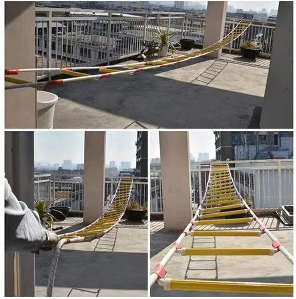 نردبان فرار از آتش، نردبان طنابی فرار از آتش، نردبان طنابی نجات مقاوم در برابر شعله، نردبان اضطراری با قابلیت استقرار سریع و ظرفیت وزنی تا 450 کیلوگرم (اندازه: 5 متر / 16.4 فوت)