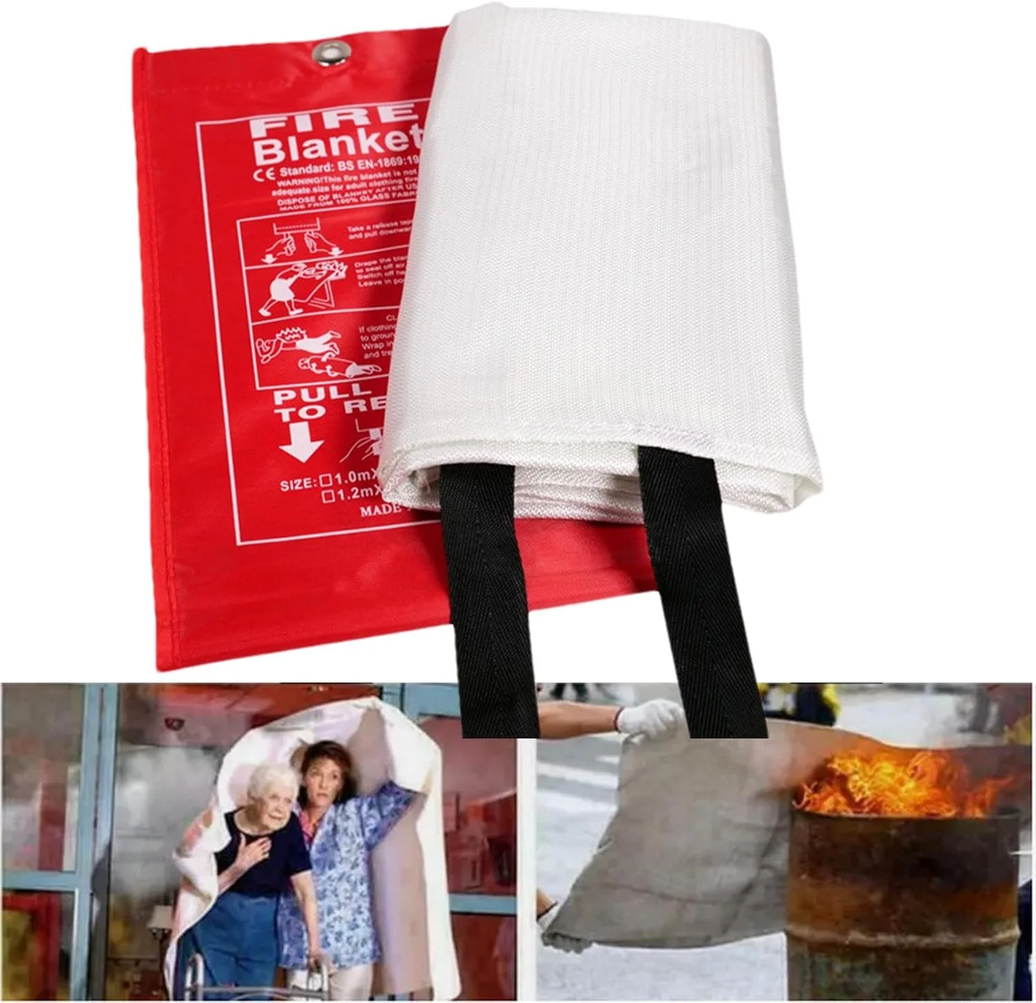Fire Safety Blanket - Fiberglass Fire Suppression Blanket | Preparedness Kit, School Supplies, Survival Equipment, Fireproof Safety Rug For Car