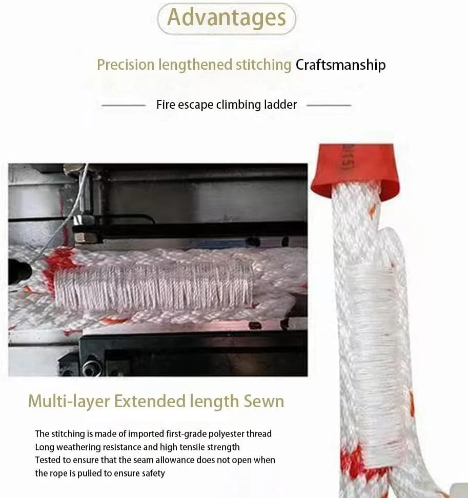 نردبان فرار از آتش، نردبان طنابی فرار از آتش، نردبان طنابی نجات مقاوم در برابر شعله، نردبان اضطراری با قابلیت استقرار سریع و ظرفیت وزنی تا 450 کیلوگرم (اندازه: 5 متر / 16.4 فوت)