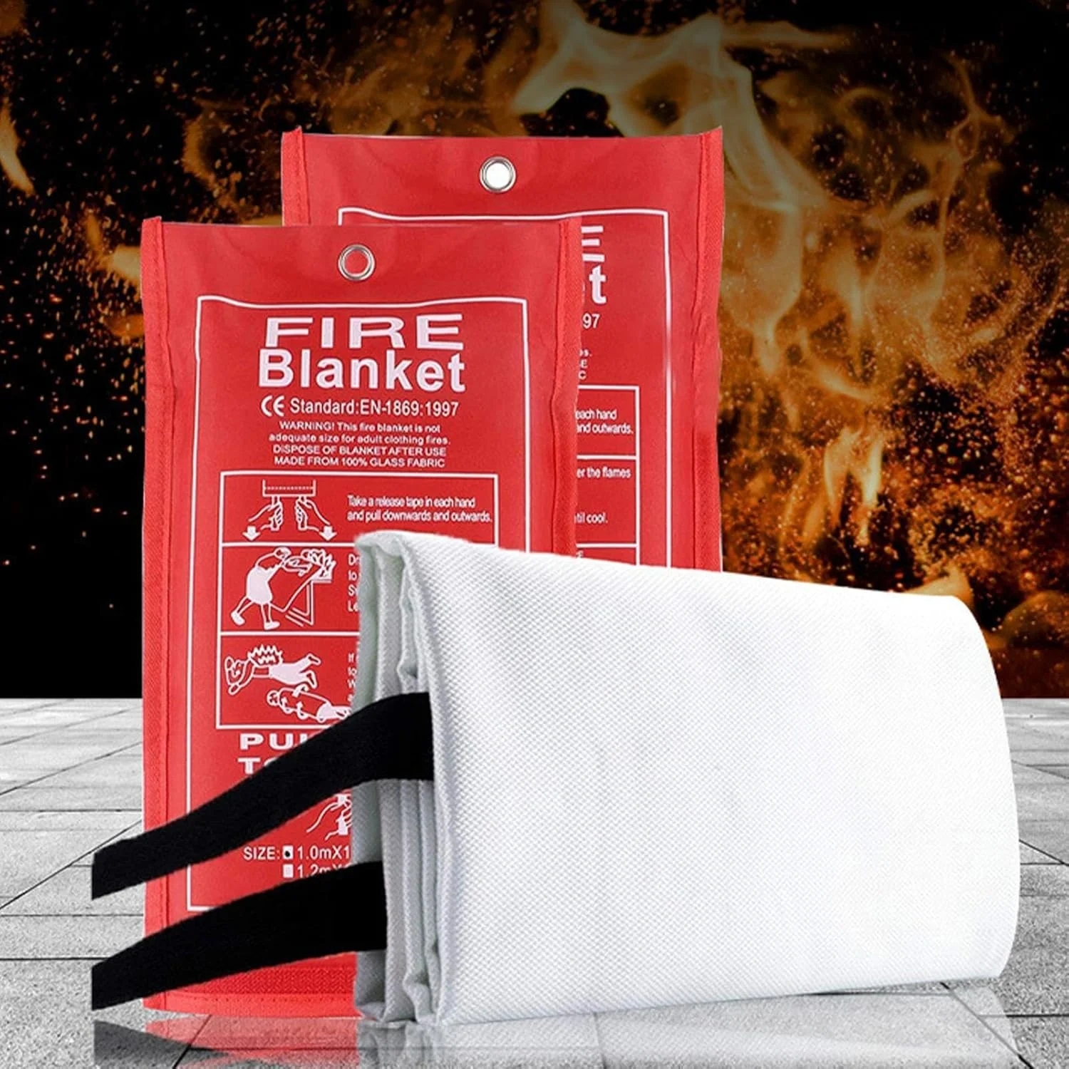 Fire Safety Blanket - Fiberglass Fire Suppression Blanket | Preparedness Kit, School Supplies, Survival Equipment, Fireproof Safety Rug For Car