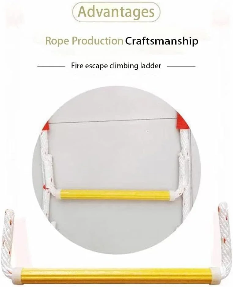 نردبان فرار از آتش، نردبان طنابی فرار از آتش، نردبان طنابی نجات مقاوم در برابر شعله، نردبان اضطراری با قابلیت استقرار سریع و ظرفیت وزنی تا 450 کیلوگرم (اندازه: 5 متر / 16.4 فوت)
