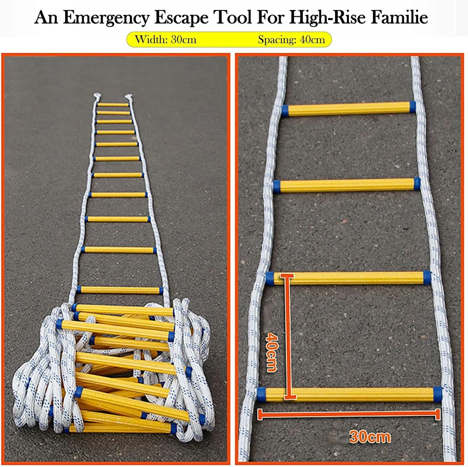نردبان فرار از آتش، نردبان طنابی ضد حریق، نردبان طنابی ایمنی اضطراری، نردبان ایمنی سنگین با کارابین، برای فرار از آتش سوزی/20M/20M نردبان فرار از آتش، نردبان طنابی ضد حریق، نردبان طنابی ایمنی اضطراری، نردبان ایمنی سنگین با کارابین، برای فرار از آتش سوزی/20M/20M