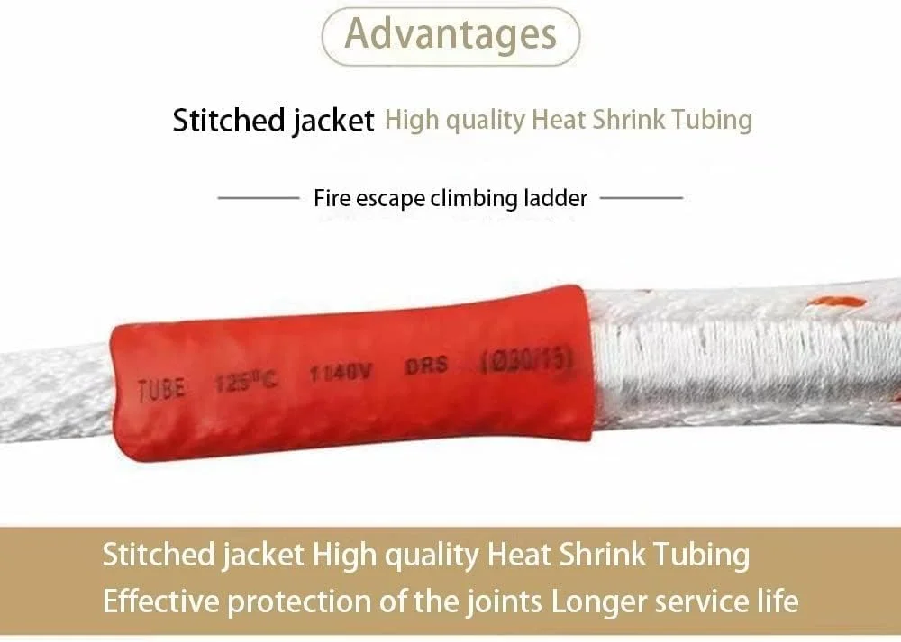 نردبان فرار از آتش، نردبان طنابی فرار از آتش، نردبان طنابی نجات مقاوم در برابر شعله، نردبان اضطراری با قابلیت استقرار سریع و ظرفیت وزنی تا 450 کیلوگرم (اندازه: 5 متر / 16.4 فوت)