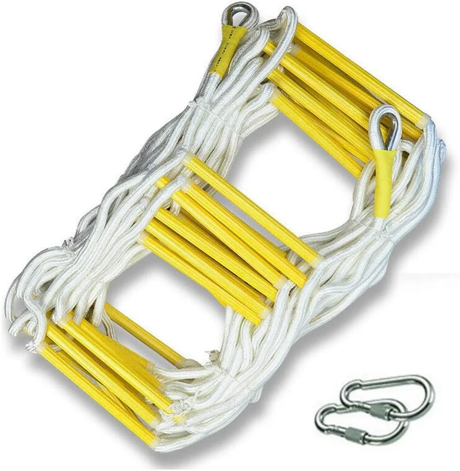 نردبان فرار اضطراری قابل حمل ZJCQA، نردبان ایمنی مقاوم در برابر آتش با قلاب - استقرار سریع و استفاده آسان - قابل حمل، جمع و جور و آسان برای ذخیره سازی ZJCQA قابل استفاده مجدد، 7 متر