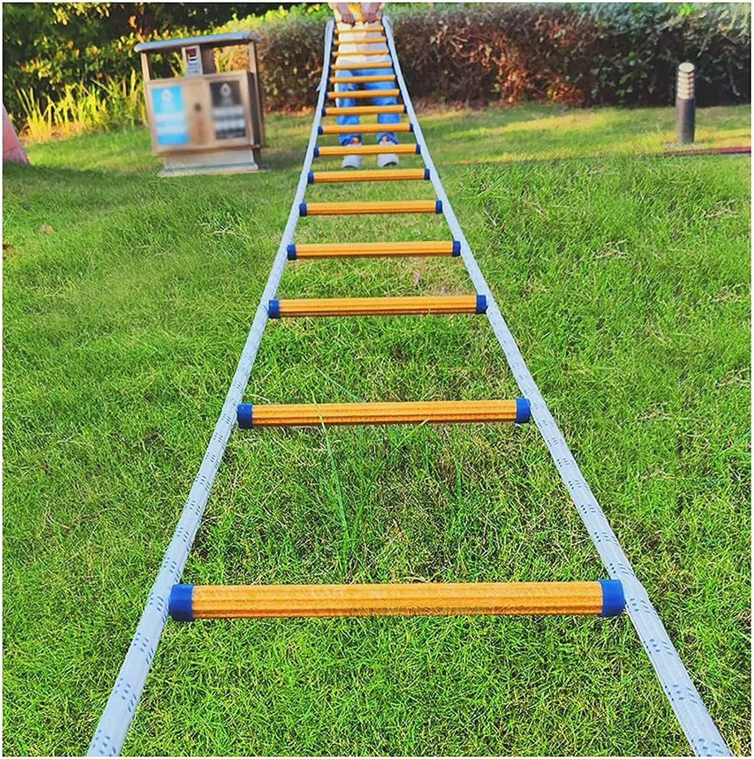 نردبان فرار از آتش 2 تا 8 طبقه برای سقف شیب دار، نردبان طنابی مقاوم در برابر پارگی با تحمل وزن تا 450 کیلوگرم، نردبان طنابی ایمنی اضطراری مقاوم در برابر آتش - 18 متر / 59 فوت