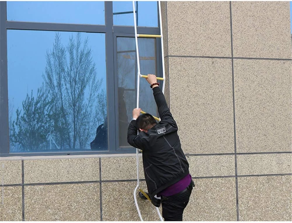 نردبان فرار اضطراری قابل حمل ZJCQA، نردبان ایمنی مقاوم در برابر آتش با قلاب - استقرار سریع و استفاده آسان - قابل حمل، جمع و جور و آسان برای ذخیره سازی ZJCQA قابل استفاده مجدد، 7 متر