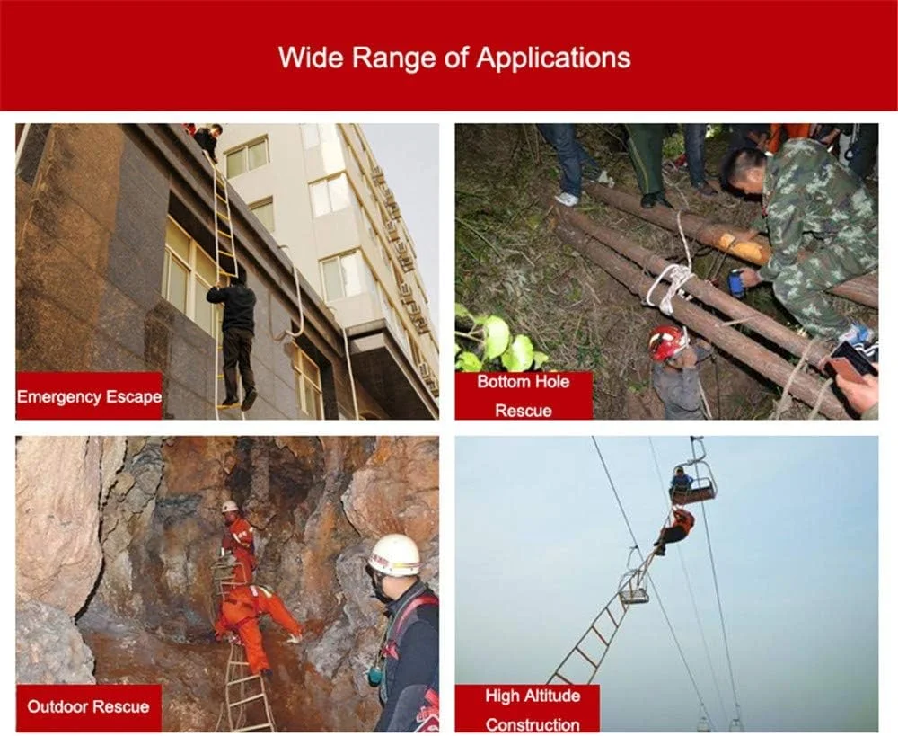 نردبان فرار اضطراری قابل حمل ZJCQA، نردبان ایمنی مقاوم در برابر آتش با قلاب - استقرار سریع و استفاده آسان - قابل حمل، جمع و جور و آسان برای ذخیره سازی ZJCQA قابل استفاده مجدد، 7 متر