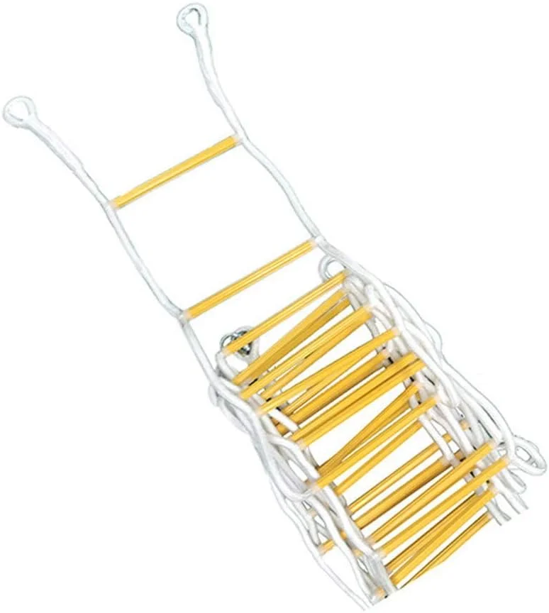 نردبان طنابی فرار اضطراری از آتش - نردبان طنابی ایمنی در برابر آتش مقاوم و مستحکم، نردبان طنابی ایمنی مقاوم در برابر شعله با قلاب - استقرار سریع و آسان برای استفاده - قابل استفاده مجدد، 15 متر