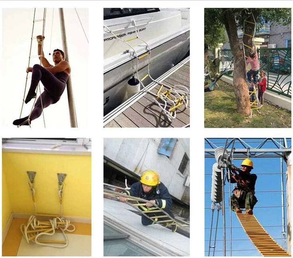 نردبان طنابی فرار اضطراری از آتش - نردبان طنابی ایمنی در برابر آتش مقاوم و مستحکم، نردبان طنابی ایمنی مقاوم در برابر شعله با قلاب - استقرار سریع و آسان برای استفاده - قابل استفاده مجدد، 15 متر