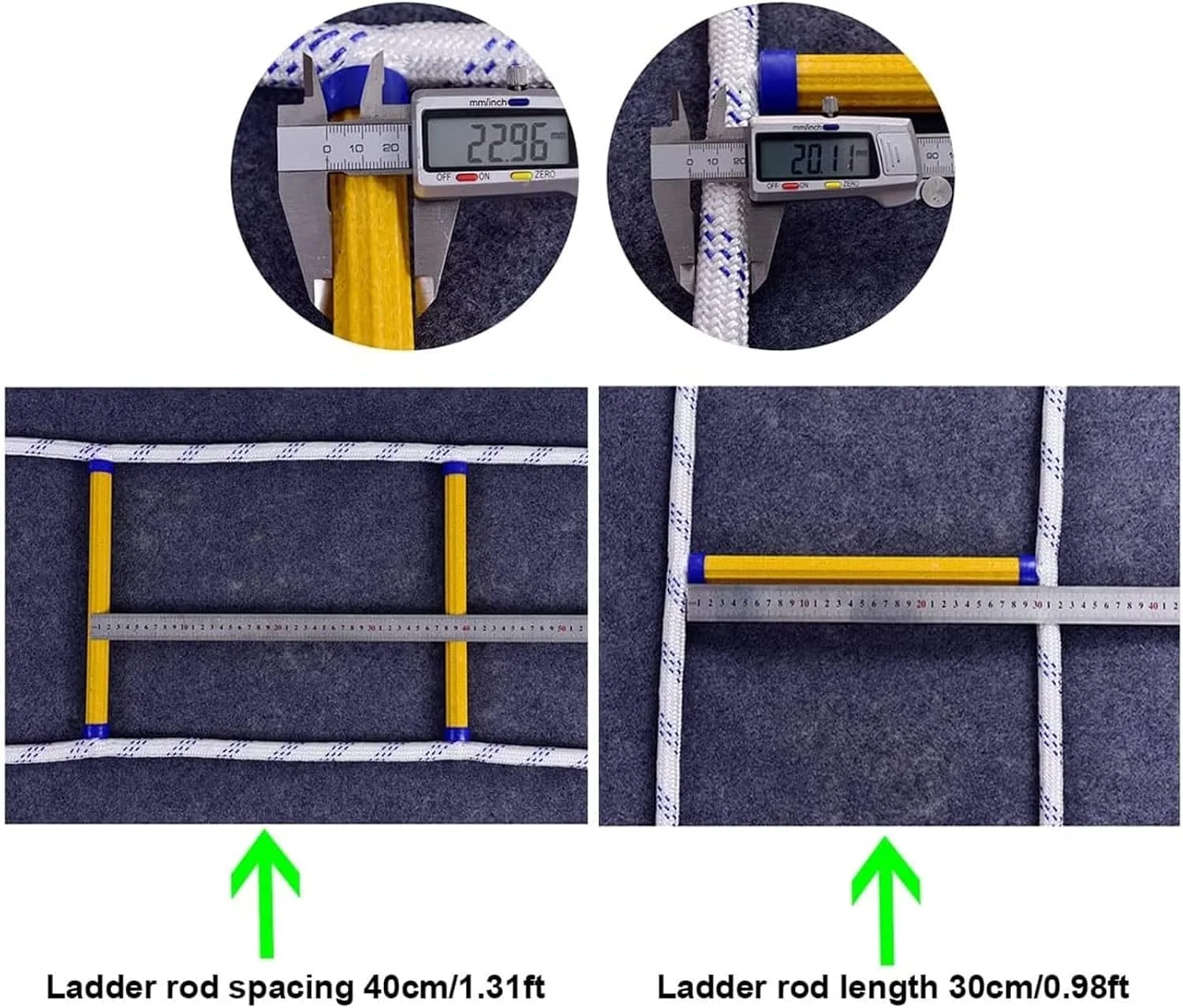 نردبان فرار از آتش، نردبان های فرار اضطراری 2 تا 18 طبقه با کارابین، نردبان طنابی ایمنی نرم برای فرار از پنجره و بالکن / 30 متر / 98 فوت نردبان فرار از آتش، نردبان های فرار اضطراری 2 تا 18 طبقه با کارابین، نردبان طنابی ایمنی نرم برای فرار از پنجره و بالکن / 30 متر / 98 فوت