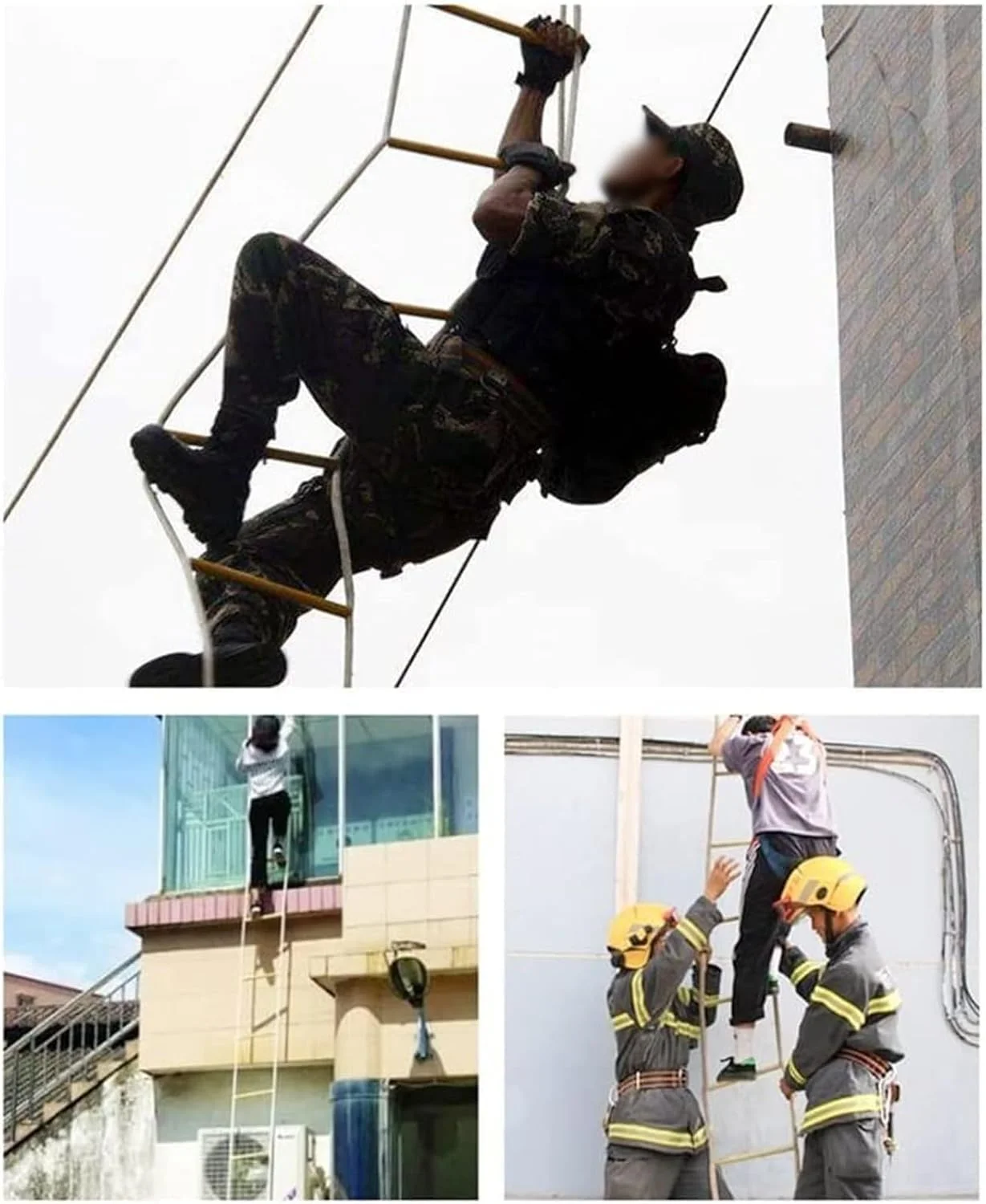 نردبان فرار از آتش، نردبان های فرار اضطراری 2 تا 18 طبقه با کارابین، نردبان طنابی ایمنی نرم برای فرار از پنجره و بالکن / 30 متر / 98 فوت نردبان فرار از آتش، نردبان های فرار اضطراری 2 تا 18 طبقه با کارابین، نردبان طنابی ایمنی نرم برای فرار از پنجره و بالکن / 30 متر / 98 فوت