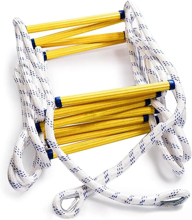 نردبان طنابی فرار از آتش Aoneky - نردبان ایمنی مقاوم در برابر آتش برای تخلیه اضطراری کودکان و بزرگسالان، نردبان نجات آتش نشانی 2-3 طبقه (4.8 متر)