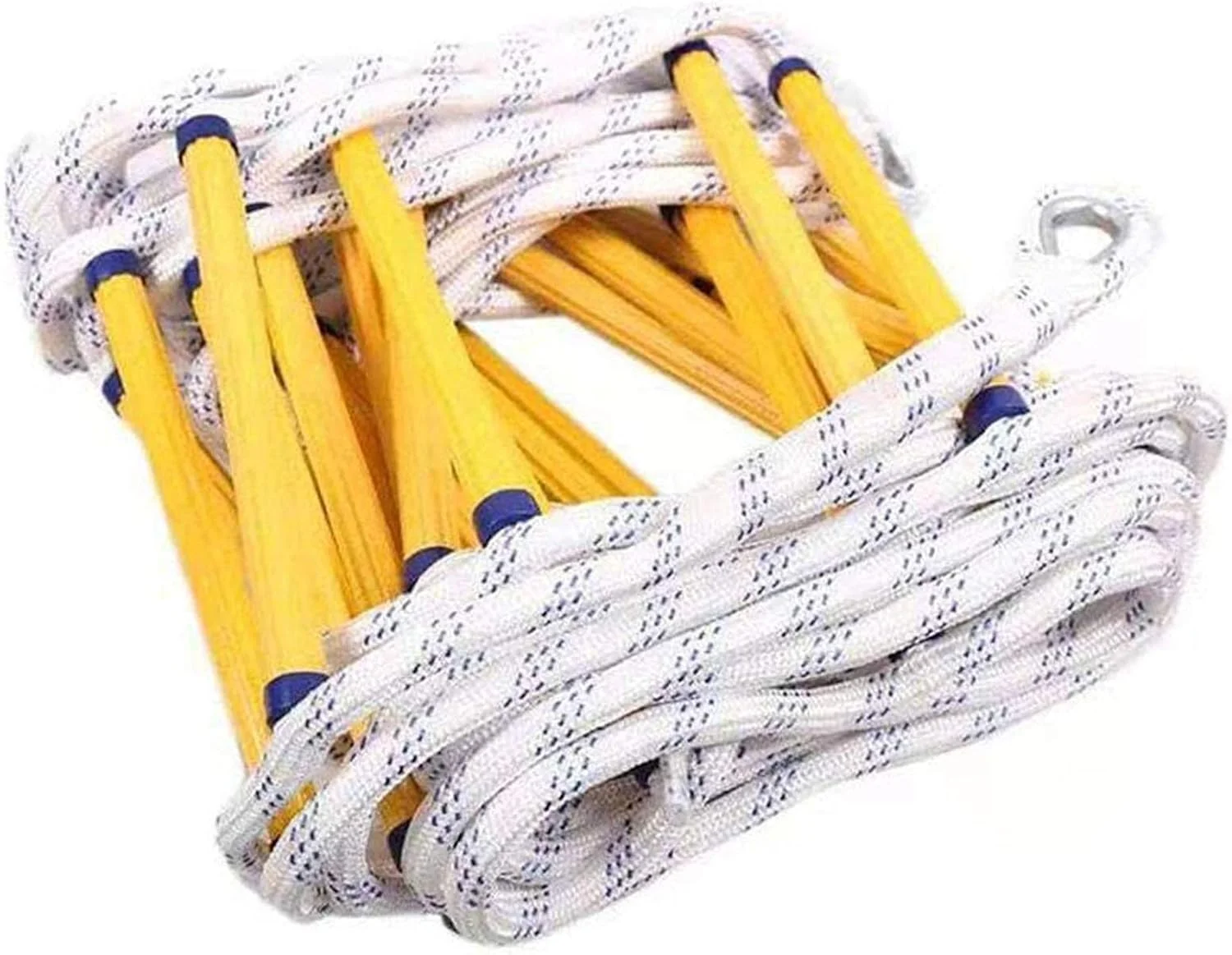 نردبان طنابی فرار از آتش، نردبان نجات آتش نشانی، نردبان فرار طنابی ایمنی مقاوم با کارابین، استقرار سریع و آسان برای استفاده و ذخیره سازی - جمع و جور و قابل استفاده مجدد، 8 متر