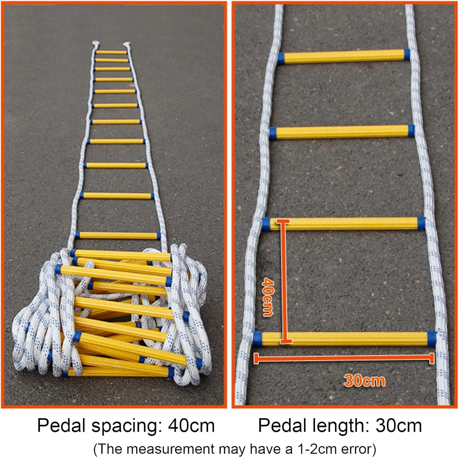 نردبان فرار ضد حریق برای شرایط اضطراری - نردبان طنابی نایلونی برای ایمنی در برابر آتش سوزی - نردبان آتش نشانی با کاربری آسان برای نجات در خانه یا محل کار