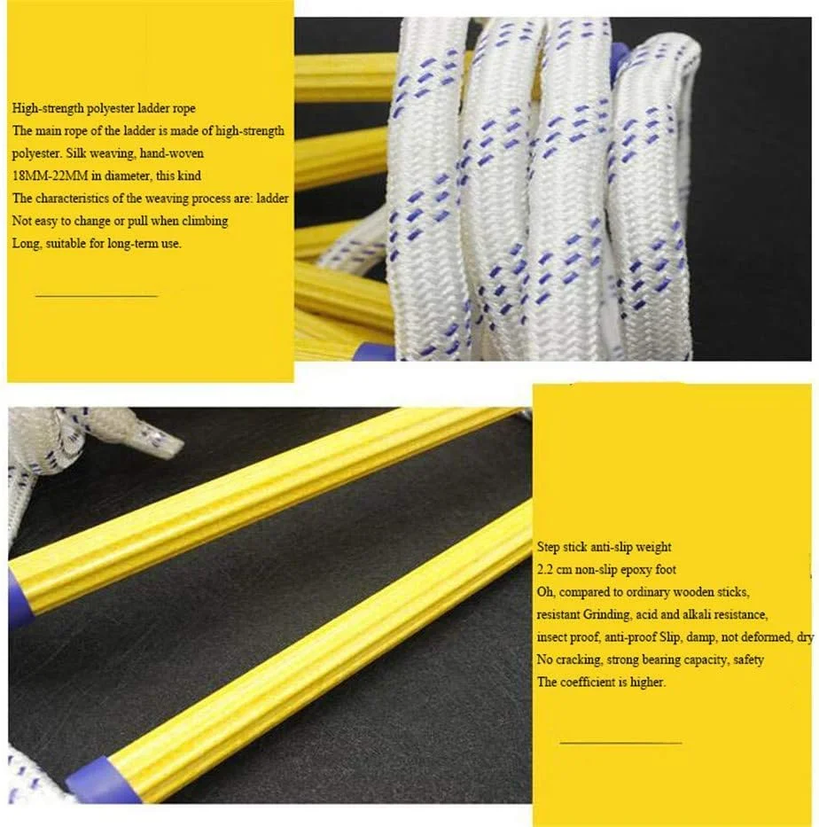 نردبان فرار اضطراری آتش نشانی XBSLJ با قلاب، نردبان تخلیه ایمنی آتش نشانی مقاوم در برابر شعله، جمع و جور، آسان برای ذخیره سازی، قابل استفاده مجدد، استقرار سریع و آسان برای استفاده، 9 متر