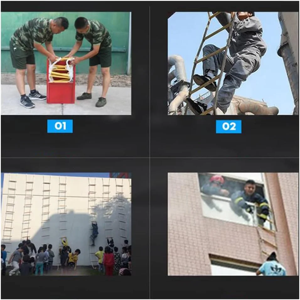 نردبان طنابی فرار اضطراری برای خانه های 3-4 طبقه، نردبان ایمنی 9.7 متری با کارابین، نردبان فرار آتش نشانی / 18 متری / 18 متر (15 متری / 15 متر)