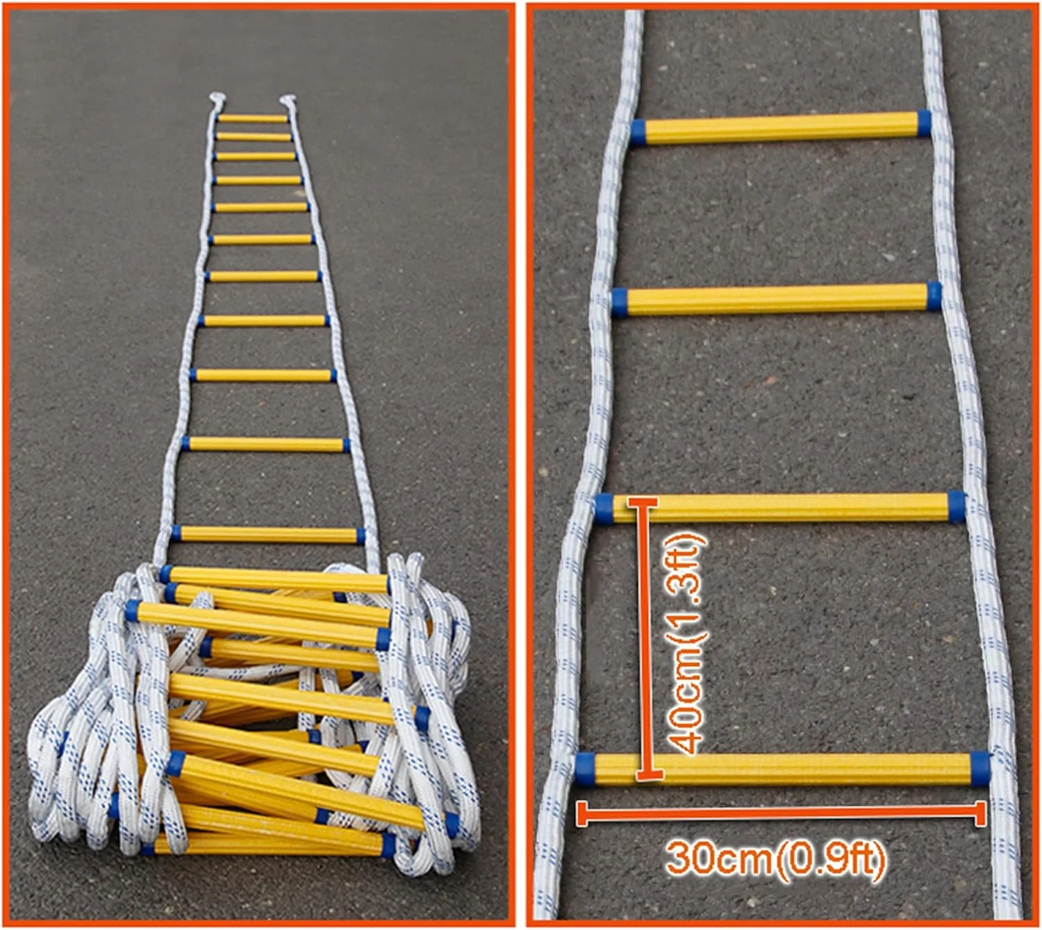 نردبان طنابی فرار از آتش DHXYZM، نردبان فرار از آتش با قلاب کارابین برای فرار اضطراری از آتش، استفاده آسان