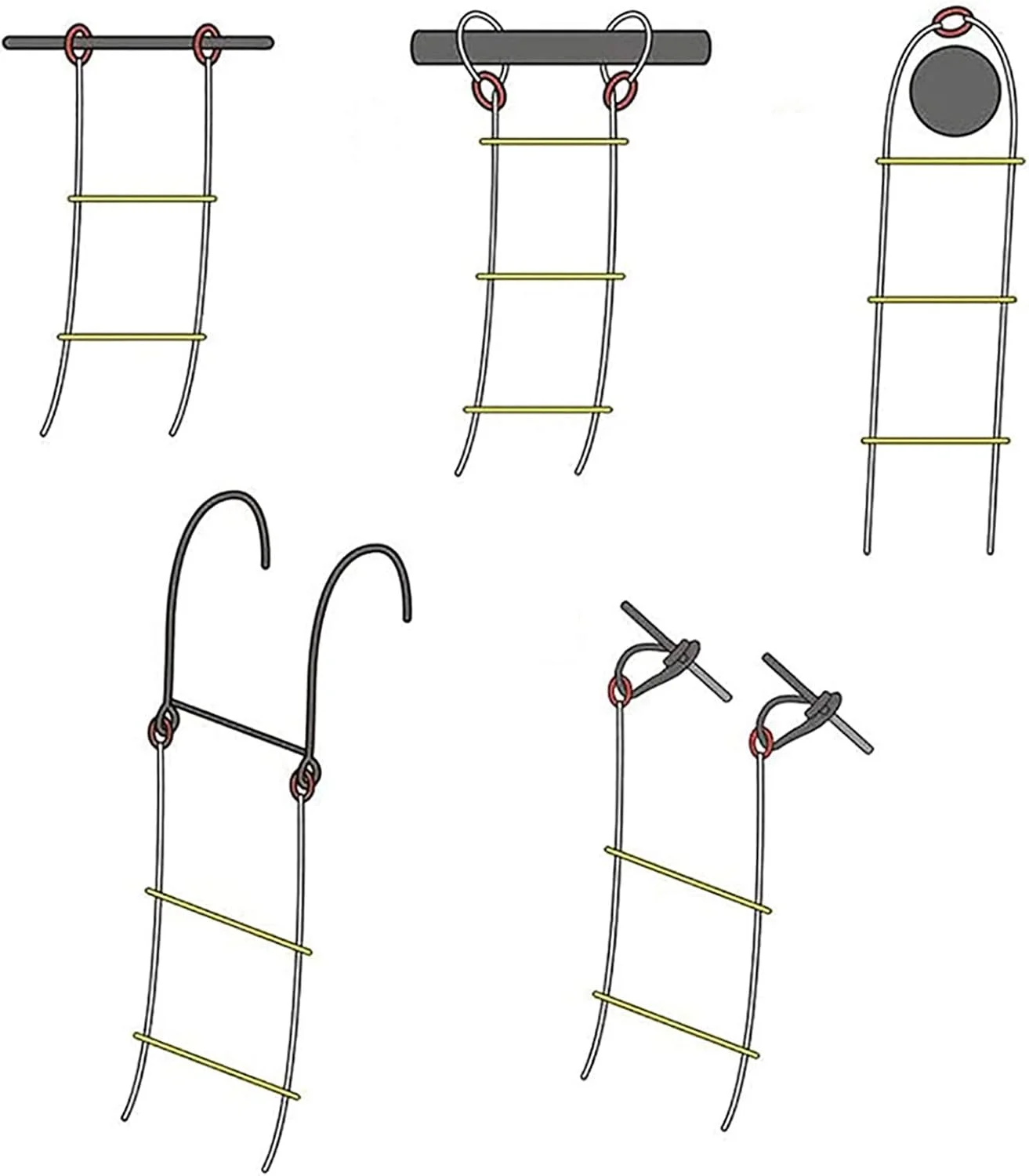 نردبان فرار ضد حریق برای مواقع اضطراری - نردبان طنابی نایلونی برای ایمنی در برابر آتش سوزی - نردبان آتش نشانی با کاربری آسان برای نجات در خانه یا محل کار