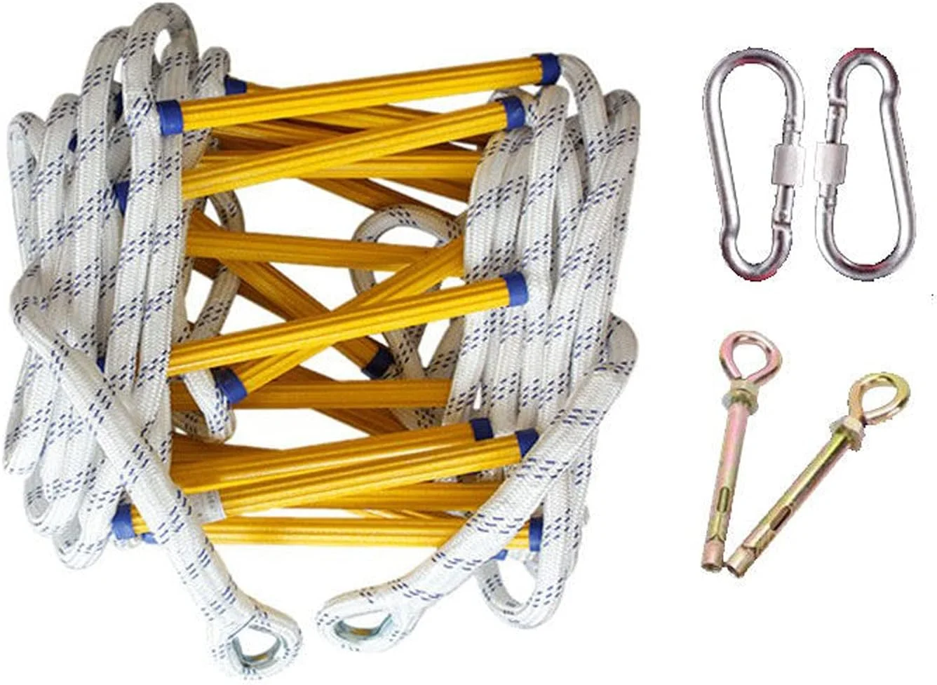 نردبان فرار اضطراری 2 طبقه نردبان طنابی ایمنی آتش نشانی با 2 قلاب، ظرفیت وزن نرم و جمع و جور تا 420 کیلوگرم، استفاده آسان برای بزرگسالان و کودکان (سایز: 10 متر) دو برابر راحتی