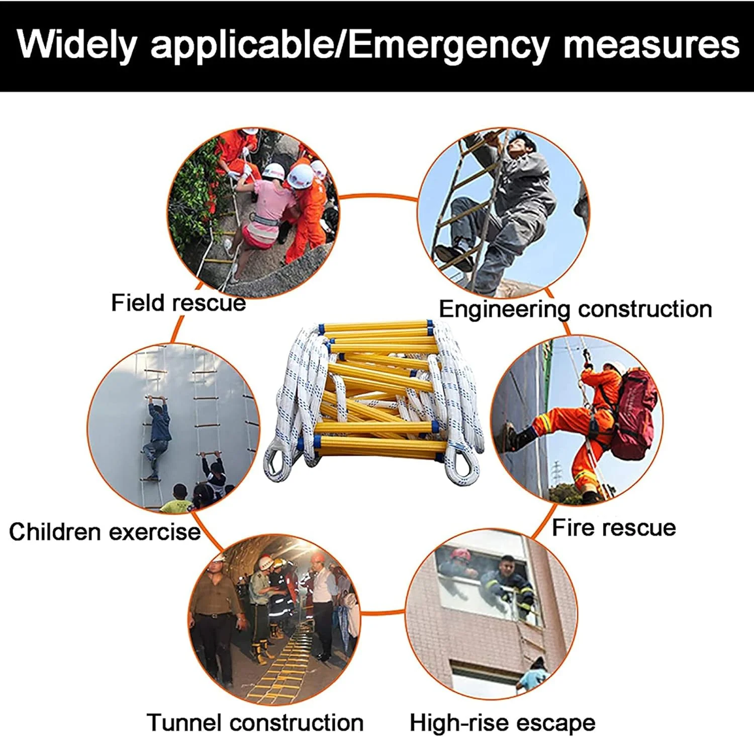 نردبان طنابی فرار از آتش DHXYZM، نردبان فرار از آتش با قلاب کارابین برای فرار اضطراری از آتش، استفاده آسان
