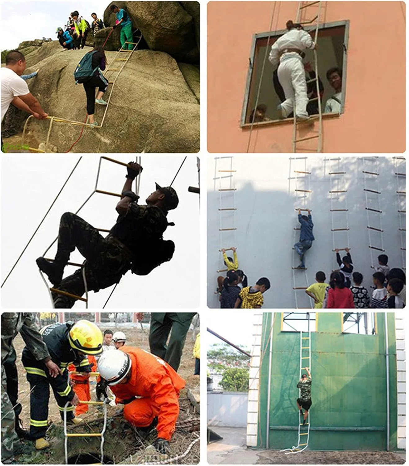 نردبان فرار اضطراری 2 طبقه نردبان طنابی ایمنی آتش نشانی با 2 قلاب، ظرفیت وزن نرم و جمع و جور تا 420 کیلوگرم، استفاده آسان برای بزرگسالان و کودکان (سایز: 10 متر) دو برابر راحتی