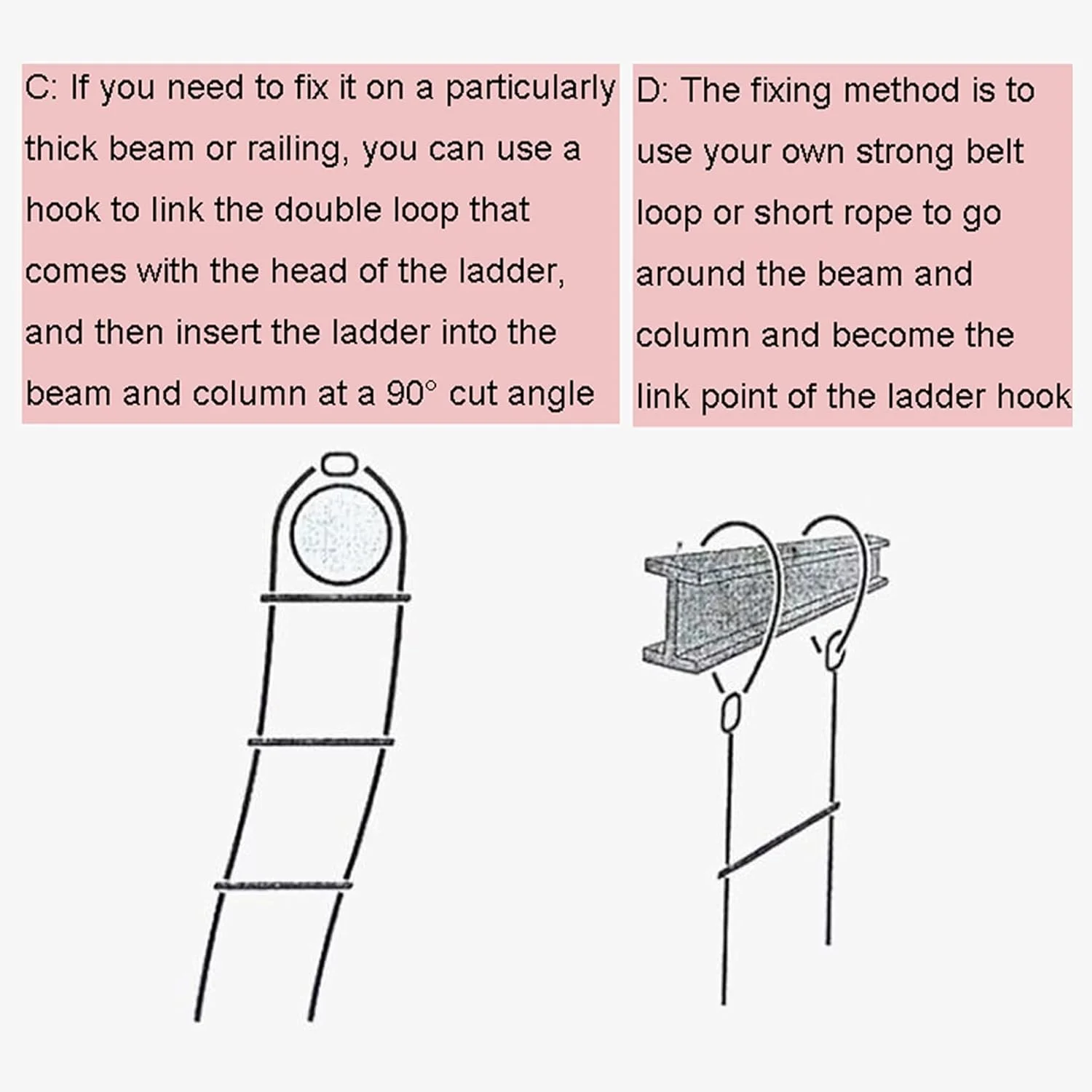 نردبان طنابی فرار از آتش DHXYZM، نردبان فرار از آتش با قلاب کارابین برای فرار اضطراری از آتش، استفاده آسان