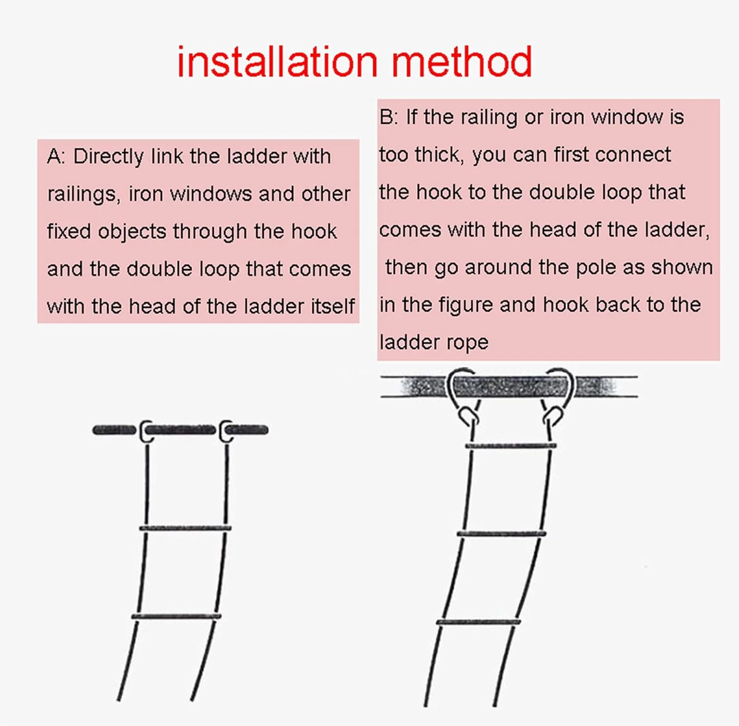 نردبان طنابی فرار از آتش DHXYZM، نردبان فرار از آتش با قلاب کارابین برای فرار اضطراری از آتش، استفاده آسان
