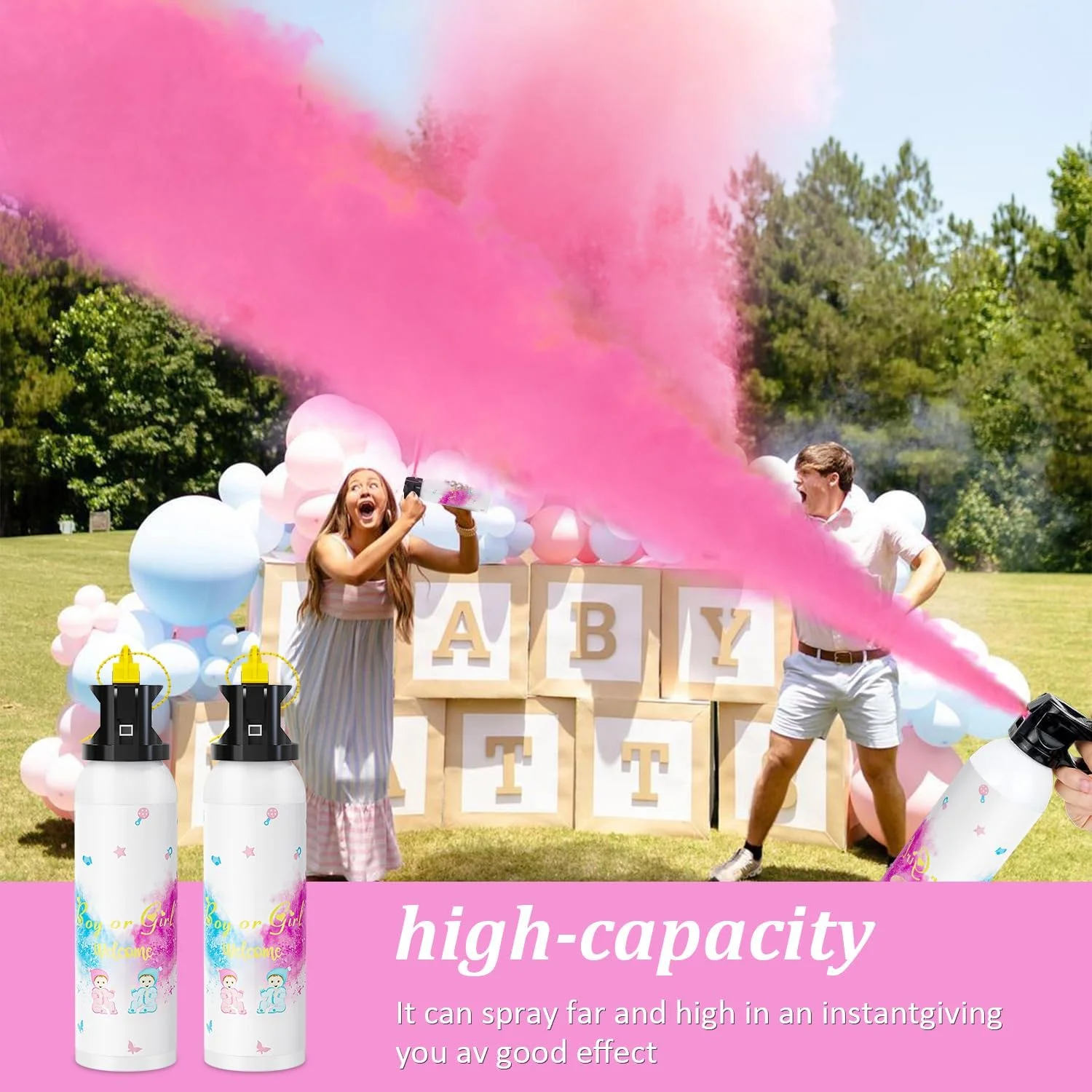 خاموش کننده آتش SRG برای جشن تعیین جنسیت نوزاد | بسته 2 عددی خاموش کننده دود صورتی برای دختر بچه | پودر برای تزئینات و ایده های جشن تعیین جنسیت (صورتی)