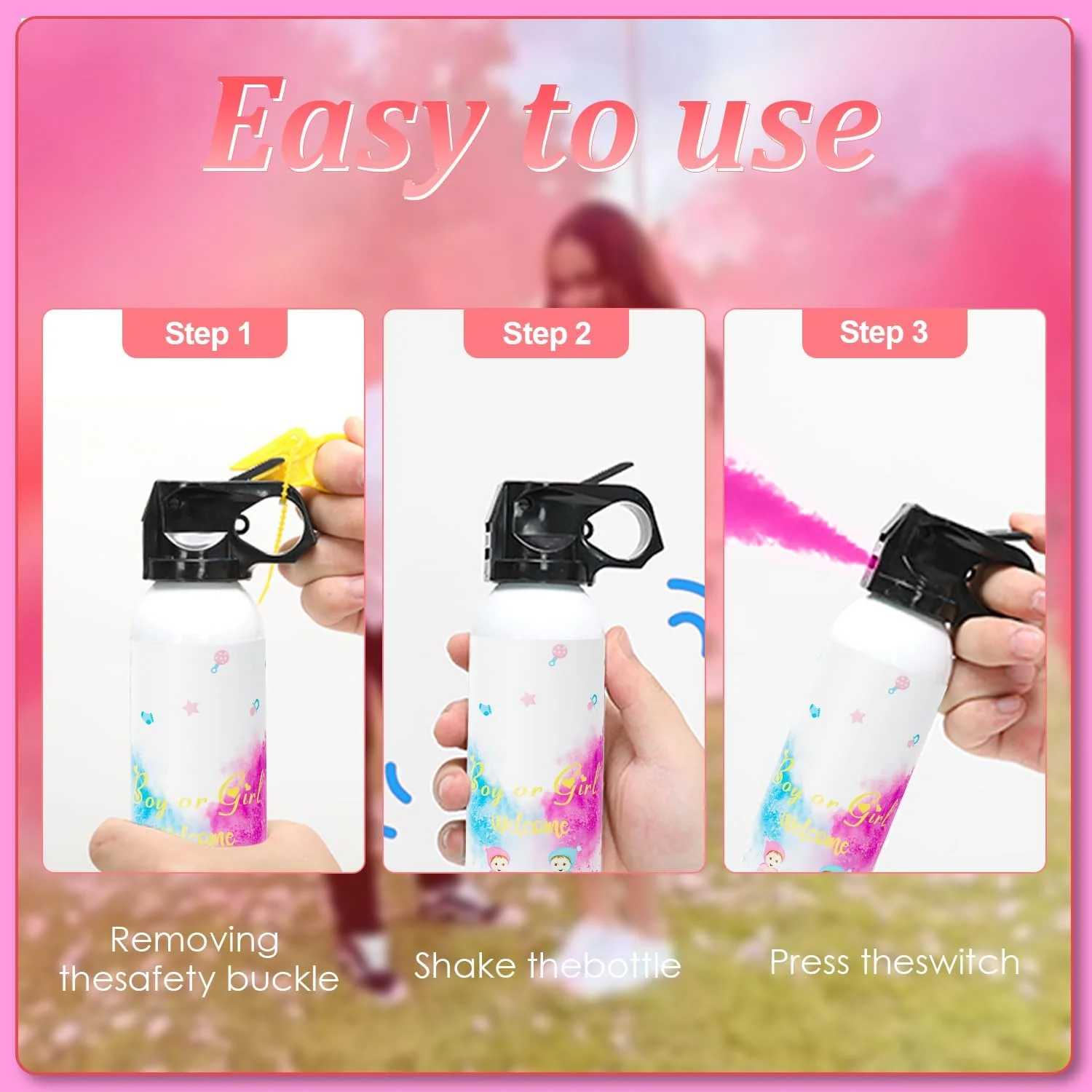 خاموش کننده آتش SRG برای جشن تعیین جنسیت نوزاد | بسته 2 عددی خاموش کننده دود صورتی برای دختر بچه | پودر برای تزئینات و ایده های جشن تعیین جنسیت (صورتی)