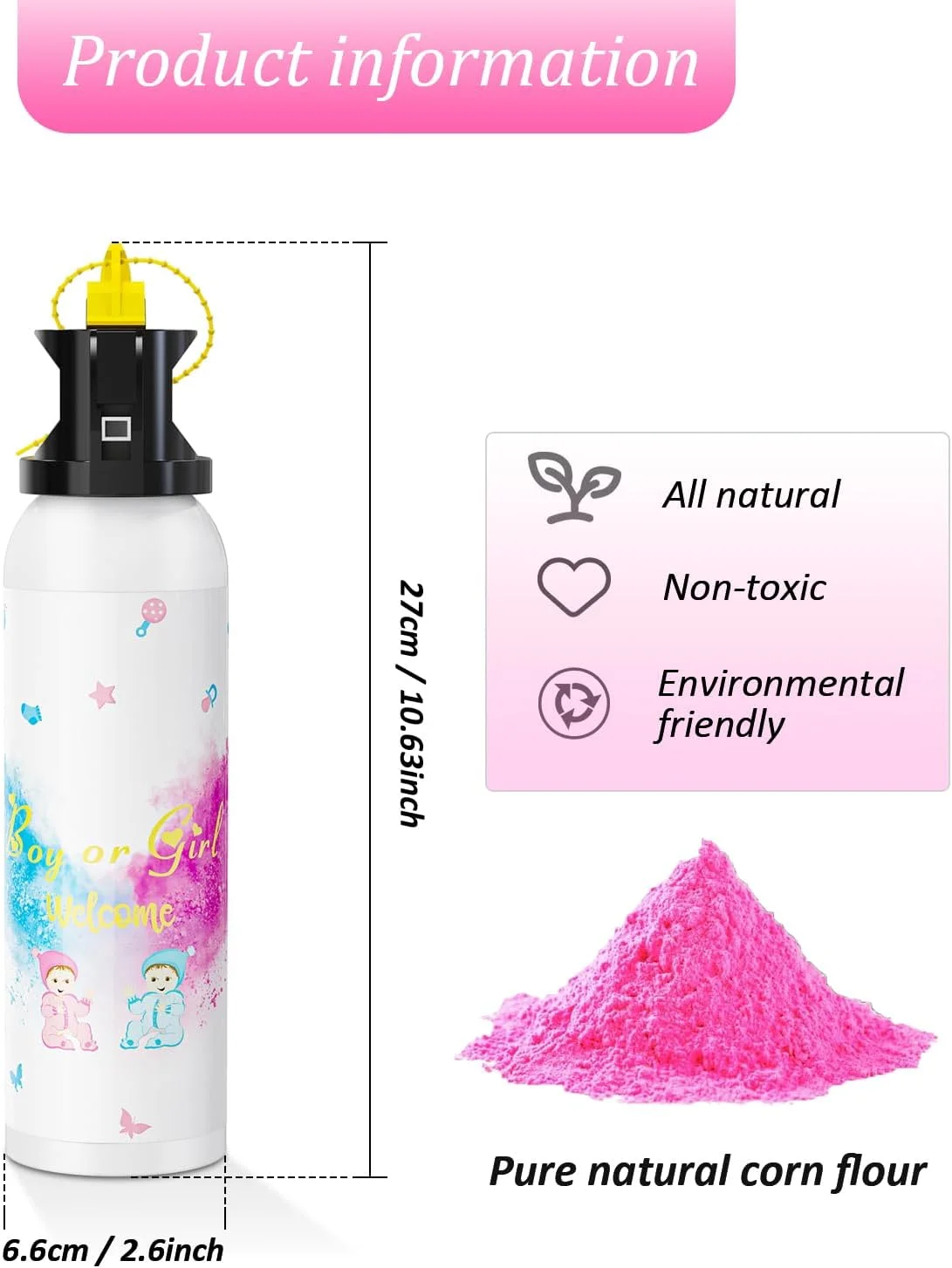 خاموش کننده آتش SRG برای جشن تعیین جنسیت نوزاد | بسته 2 عددی خاموش کننده دود صورتی برای دختر بچه | پودر برای تزئینات و ایده های جشن تعیین جنسیت (صورتی)