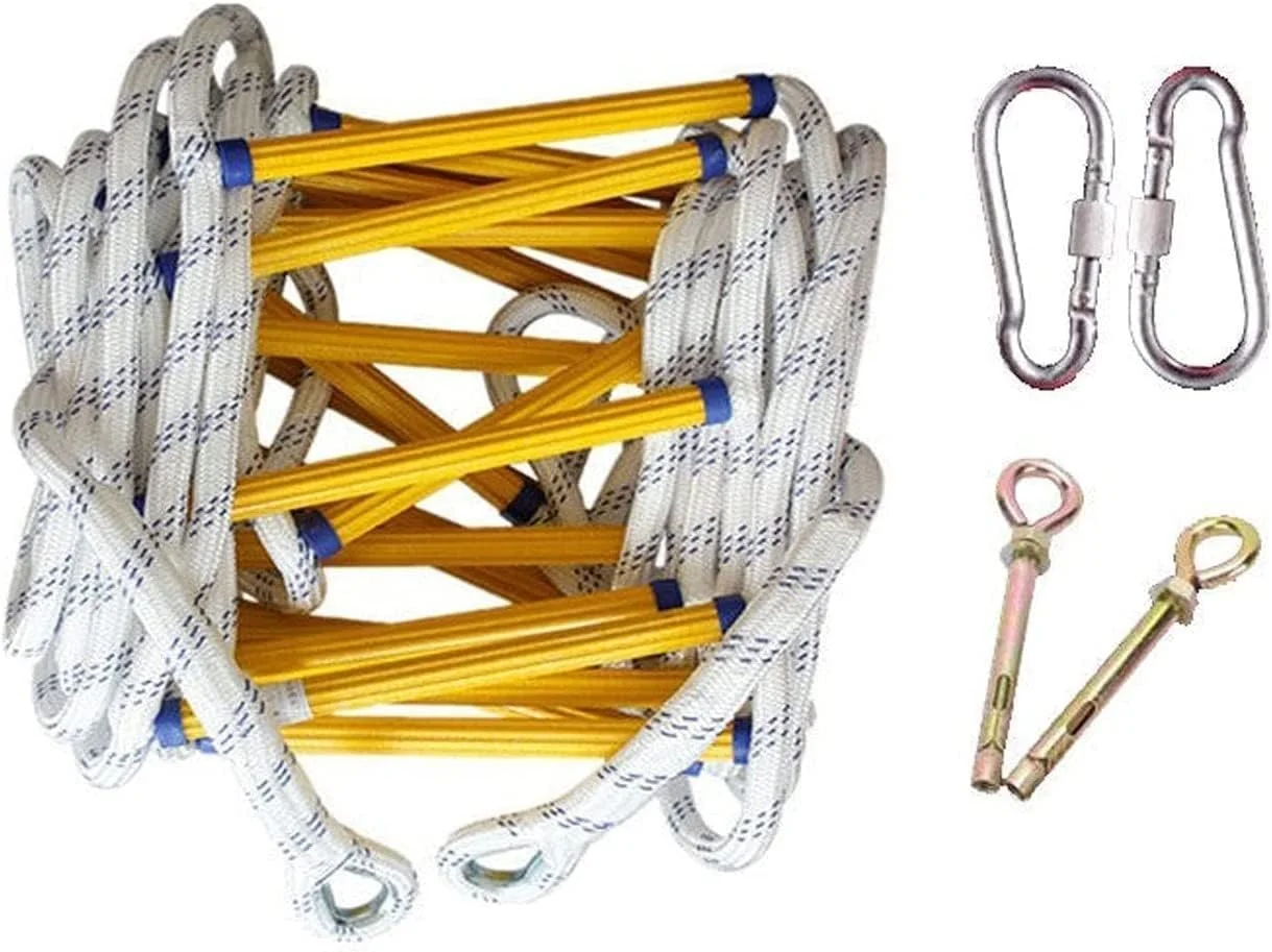 نردبان فرار از آتش، نردبان طنابی فرار از آتش اضطراری 3 متری - 18 متری، نردبان های ایمنی نرم با قلاب، برای پنجره ها و بالکن/15 متر (18 متر)