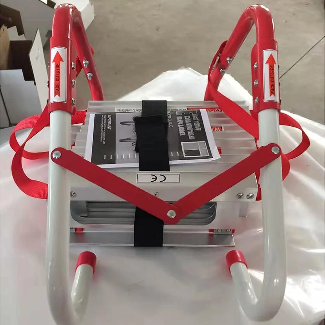 نردبان فرار از آتش برای خانه‌های 2-3 طبقه - قابل حمل، تاشو و دارای پله‌های ضد لغزش - پله‌های فوق‌العاده پهن - ابزار ایمنی اضطراری آتش‌نشانی