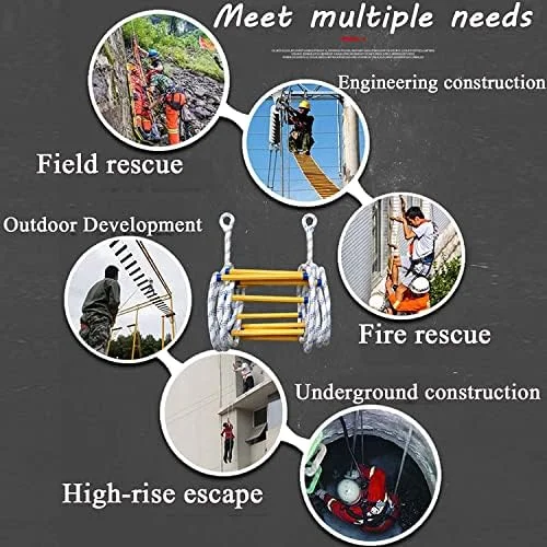 نردبان طنابی، نردبان فرار اضطراری آتش نشانی، طناب نجات ضد لغزش برای نردبان های فرار اضطراری آتش نشانی / 6 متر / 20 فوت (25 متر / 82 فوت) نردبان طنابی، نردبان فرار اضطراری آتش نشانی، طناب نجات ضد لغزش برای نردبان های فرار اضطراری آتش نشانی / 6 متر / 20 فوت (25 متر / 82 فوت)
