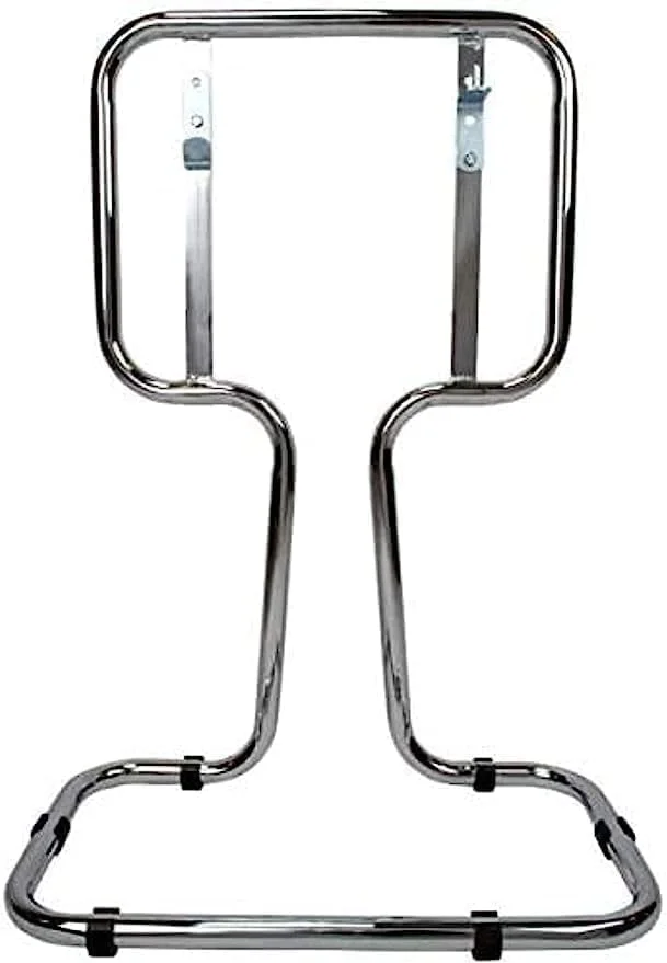 Double Fire Extinguisher Stand - Chrome Metal, Floor Mount, 2-Count, Fire Safety Rack for Office, Commercial, Industrial Use