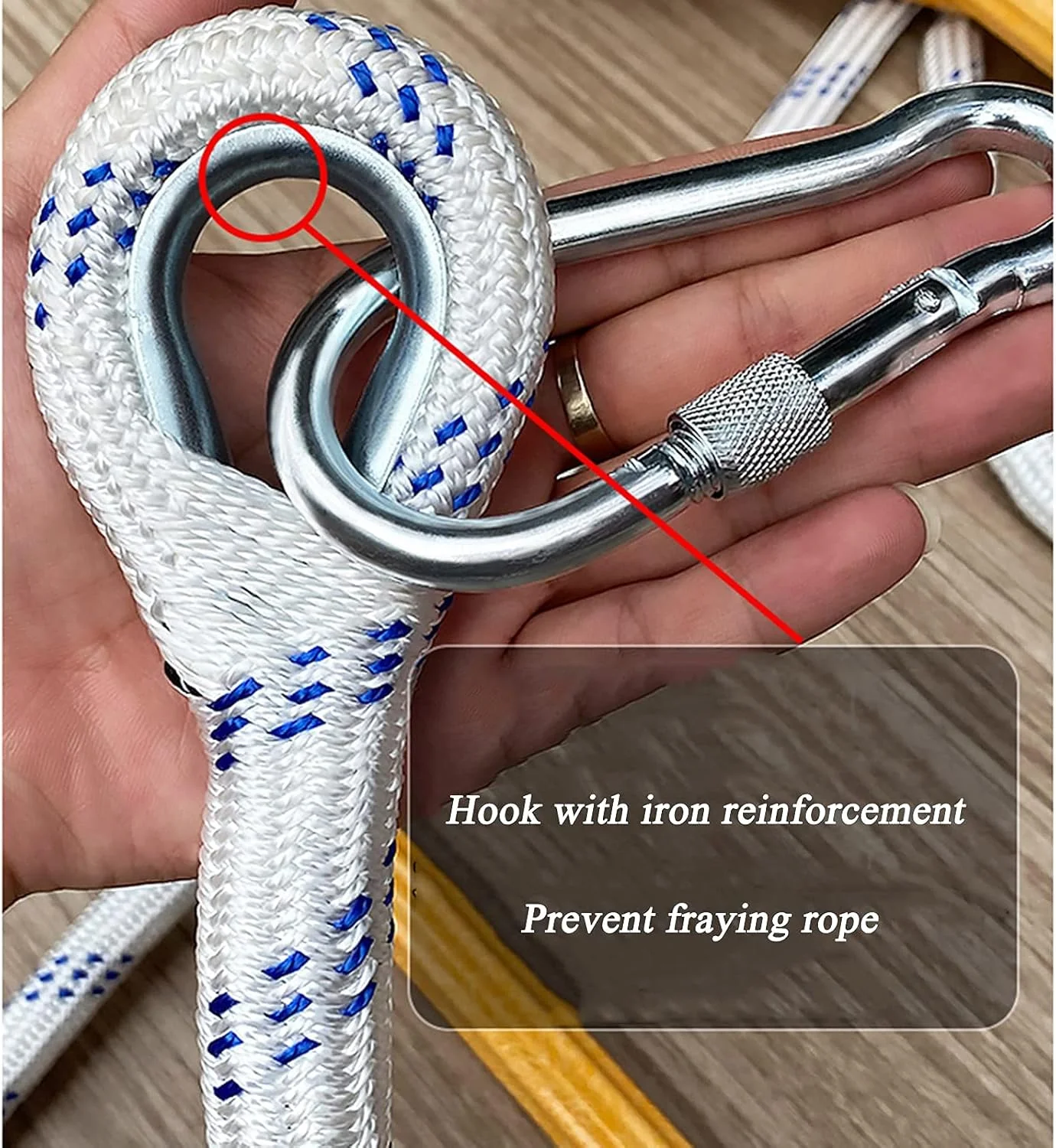 نردبان فرار از آتش PURRL - نردبان طنابی مقاوم در برابر شعله برای ایمنی در مواقع اضطراری با قلاب کارابین، نردبان نجات آتش نشانی 2-6 طبقه برای کودکان و بزرگسالان / 3 متر / 9.8 فوت