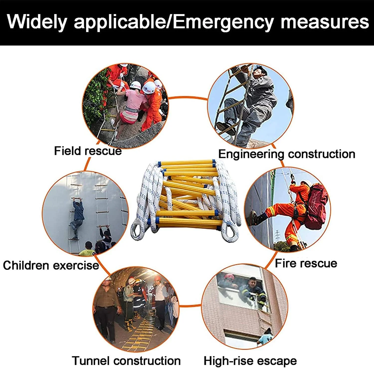 نردبان فرار آتش نشانی، نردبان فرار، نردبان طنابی مقاوم در برابر آتش برای نجات، نردبان فرار ایمنی اضطراری، نردبان چند منظوره / 5 متر